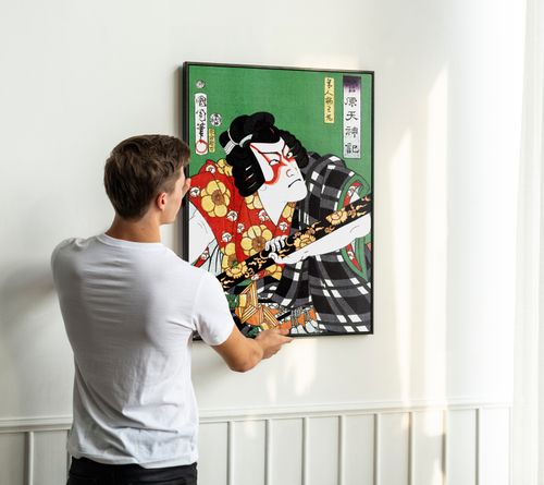 Plakat  samuraj japońskie obrazy 21x30 cm w czarnej ramie na Arena.pl