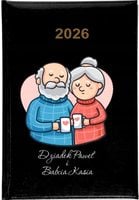 Kalendarz tygodniowy 2026 A5 KSIĄŻKOWY NA DZIEŃ DZIADKA I BABCI + IMIONA