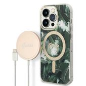 Zestaw Guess GUBPP14LHJEACSA Case+ Charger iPhone 14 Pro 6,1" zielony/green