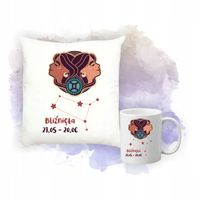 Zestaw Poduszka i Kubek Nadruk Personalizacja ZNAK ZODIAKU BLIŹNIĘTA
