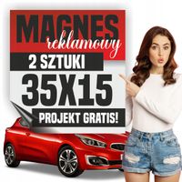 Reklama magnetyczna magnes reklamowy na auto firmowe 35x15 cm - 2 szt