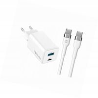 Szybka ładowarka GaN 45W 2 wejścia USB i USB-C z kablem do iPhone 15