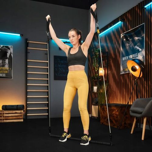 Drążek do ćwiczeń pilatesu kij 4x gumy oporowe ekspandery + etui Trex na Arena.pl