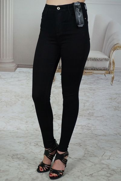 KLASYCZNE JEANSY DAMSKIE WYSOKI STAN CZARNE 38-48 zdjęcie 2