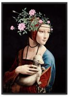 Plakat dama z łasiczką da Vinci 40x50 cm w czarnej ramie