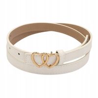 Pasek damski klamra w kształcie dwóch serc skóra ekologiczna biały 110cm