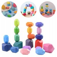 LT306 LANDTOYS DREWNIANE KLOCKI KAMIENIE UKŁADANKA MONTESSORI