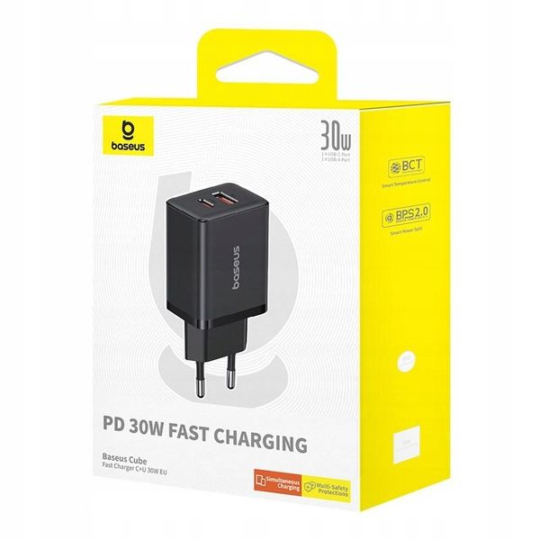 Ładowarka sieciowa Baseus Cube C+U 30W EU cluster black zdjęcie 2