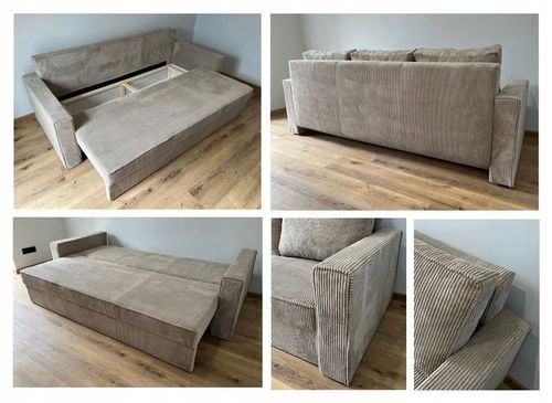 SOFA ROZKŁADANA Z FUNKCJĄ SPANIA, KANAPA SOFIA SPRĘŻYNY BONELL SZTRUKS na Arena.pl