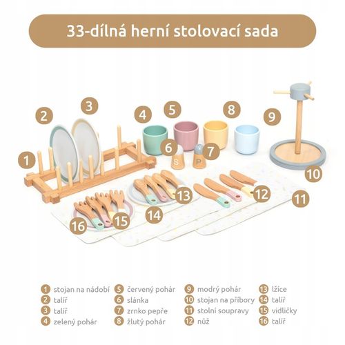 UMU Zestaw naczyń drewnianych dla dzieci 28 szt. na Arena.pl
