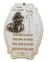 tabliczka drewniana pies na baby 18 x 12 cm   -   nr 99.