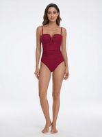Strój kąpielowy jednoczęściowy wyszczuplający modelujący push up bordowy XL