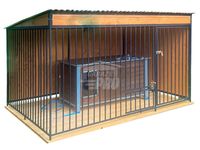 Kojec dla psów 4x2m furtka ściany zabudowane drewniana podłoga GP634