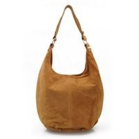 VERA PELLE torebka skórzana zamszowa worek na ramię V058 camel