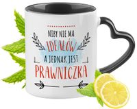 Dla Prawniczki Kubek Czarny Z Uszkiem W Kształcie Serca Na Prezent