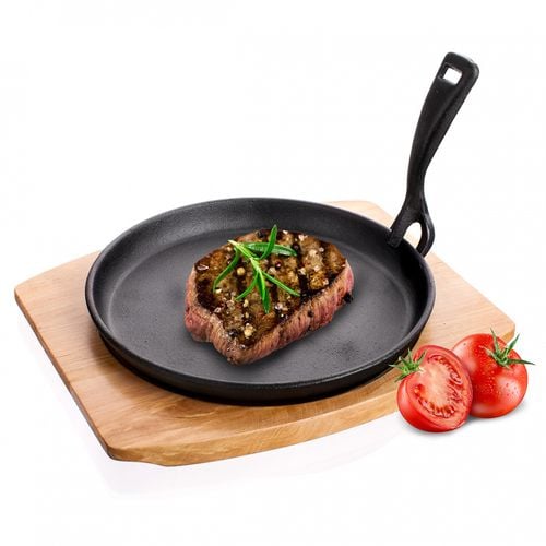 talerz półmisek patelnia żeliwna z deską drewnianą banquet na Arena.pl