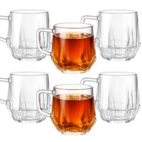 6x SZKLANKA Z UCHEM 300ml ZESTAW DUŻE SZKLANKI NA KAWĘ LATTE HERBATĘ