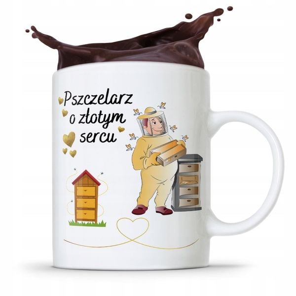Kubek Prezent Dla Pszczelarza O Złotym Sercu Z Nadrukiem Ze Zdjęciem zdjęcie 1