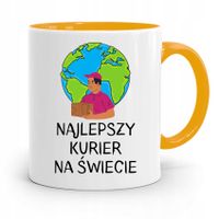 Kubek Żółty Dla Kuriera Najlepszy Na Świecie Z Nadrukiem Ze Zdjęciem