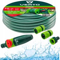 VERTO Wąż Ogrodowy 20m 1/2" UV + Zraszacz + Złączki, Zestaw do Nawadniania