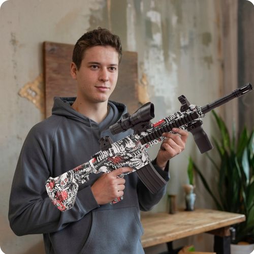 BEZPIECZNY WIELKI KARABIN NA KULKI ŻELOWE AUTOMAT MASZYNOWY PISTOLET BROŃ na Arena.pl