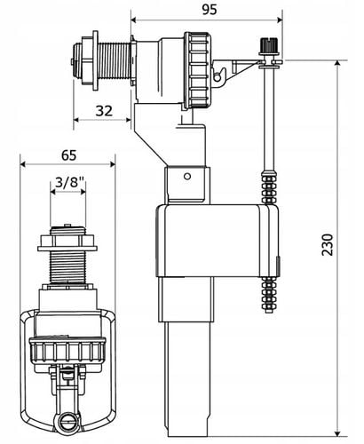 Zawór napełniający 3/8 mosiężny do spłuczki DN10 uniwersalny pływak WC na Arena.pl