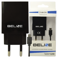 beline ład. siec. 2xusb + microusb 2aczarna/black
