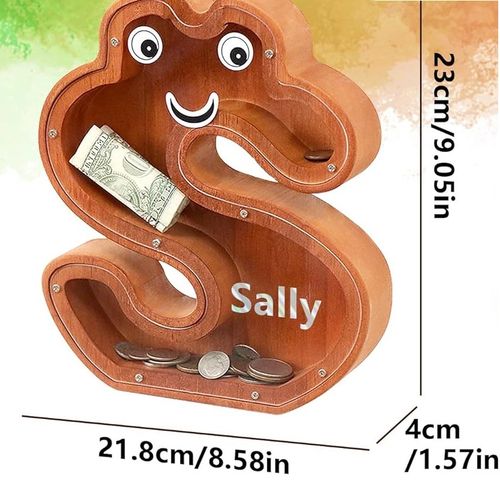 Lakpopya Skarbonka w Kształcie Litery S Drewniana 21.8 x 4 x 23 cm na Arena.pl