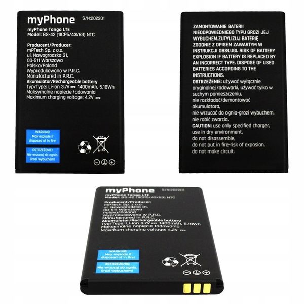Oryg Bateria Bs-42 Akumulator Myphone Tango Lte + zdjęcie 1