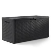 Skrzynia ogrodowa kufer balkonowa schowek na taras balkon 340 litrów Czarna