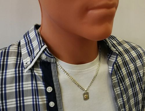 SREBRNY ŁAŃCUSZEK MĘSKI NASZYJNIK PANCERKA SREBRO 925 Z MEDALIKIEM GRAWER na Arena.pl