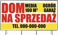 BANER REKLAMOWY 300x150cm oczkowany projekt w cenie DOM NA SPRZEDAŻ