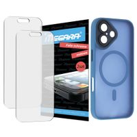 2x folia ochronna do iphone 17 matowa + magsafe etui niebieskie tpu