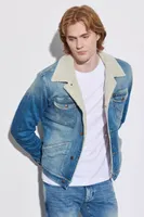 WRANGLER 124MJ SHERPA MĘSKA KURTKA JEANSOWA GOLD W4MS1027I 2XL