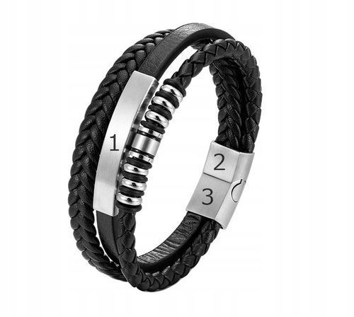 Bransoletka OJCA syna męska skórzana KOLUSZKA srebrne z grawerem PREZENT na Arena.pl