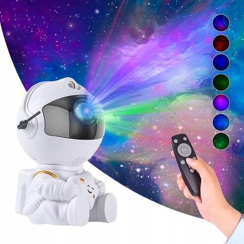 PROJEKTOR GWIAZD ASTRONAUTA SIEDZĄCY LAMPKA NOCNA DLA DZIECI XTECH BIAŁY na Arena.pl