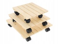 Podstawka na kółkach pod doniczkę, kwiaty, drewniana 35 x 35 x 7,5 cm