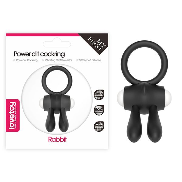 Power Clit Silicone Cockring Black zdjęcie 1