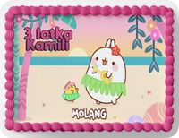 PROSTOKĄTNY OPŁATEK NA TORT A4 20x29CM - MOLANG BAJKA + IMIĘ