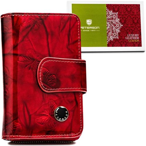 portfel damski z ochroną rfid czerwony na karty - peterson na Arena.pl