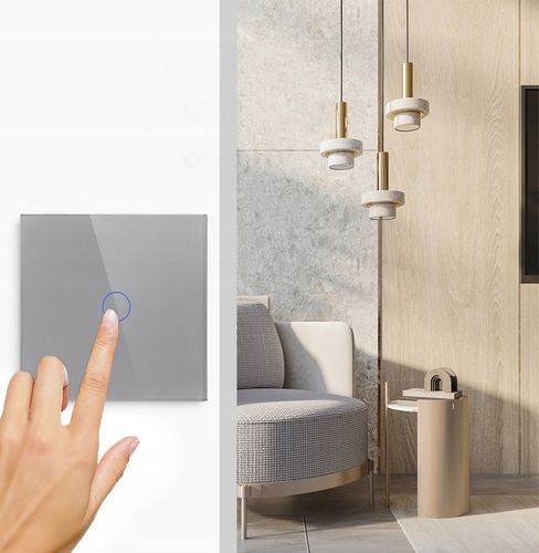 Dotykowy Szklany WŁĄCZNIK ŚWIATŁA LED fi60 Pojedynczy Szary APPIO na Arena.pl