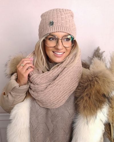CIEPŁY KOMPLET damski CZAPKA + KOMIN szal zimowy gruby polski JAKOŚĆ KOLORY na Arena.pl