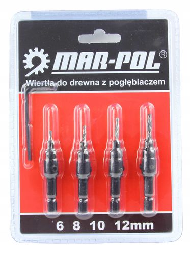 zestaw wierteł z pogłębiaczem 4pcs na Arena.pl
