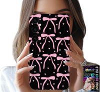 ETUI DO SAMSUNG GALAXY A54 5G - CZARNO RÓŻOWE WSTĄŻKI KOKARDKI WSTĄŻKA