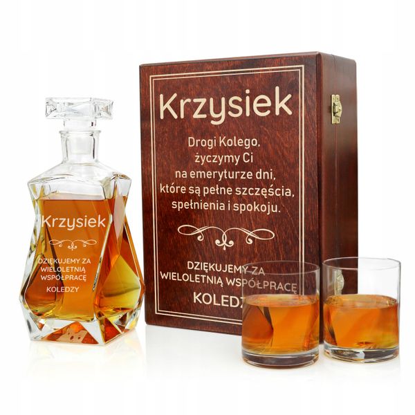 Zestaw karafka i szklanki z GRAWEREM na emeryturę zdjęcie 1
