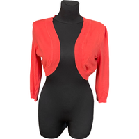 Kardigan Damski Długi Ciepły Sweter z Bawełny Luźny Czerwony Rozmiar M