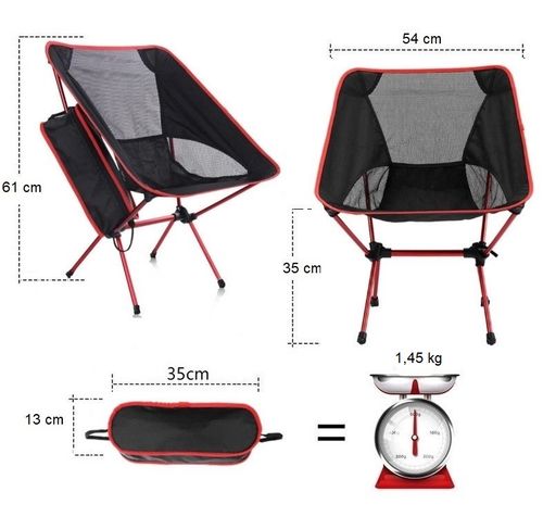 KRZESŁO TURYSTYCZNE SKŁADANE WĘDKARSKIE KEMPINGOWE CZERWONE na Arena.pl