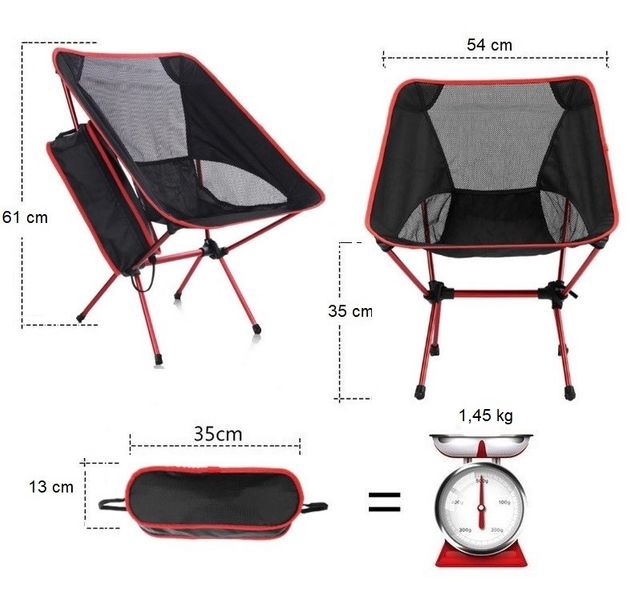 KRZESŁO TURYSTYCZNE SKŁADANE WĘDKARSKIE KEMPINGOWE CZERWONE zdjęcie 6