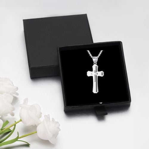 Srebrny ŁAŃCUSZEK z Krzyżykiem Męski WŁOSKI Krzyż ŁAŃCUCH Diamentowany na Arena.pl