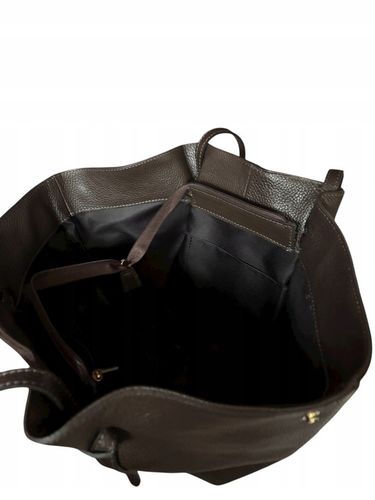 Torebka damska VERA PELLE skórzana SHOPPER ŁÓDKA na ramię BRĄZ CZEKOLADOWY na Arena.pl